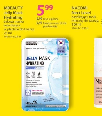 Maska żelowa MBEAUTY Jelly Mask Hydrating nawilżająca w płachcie do twarzy promocja w Hebe