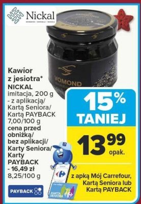Kawior z jesiotra NICKAL imitacja 200 g promocja w Carrefour Market