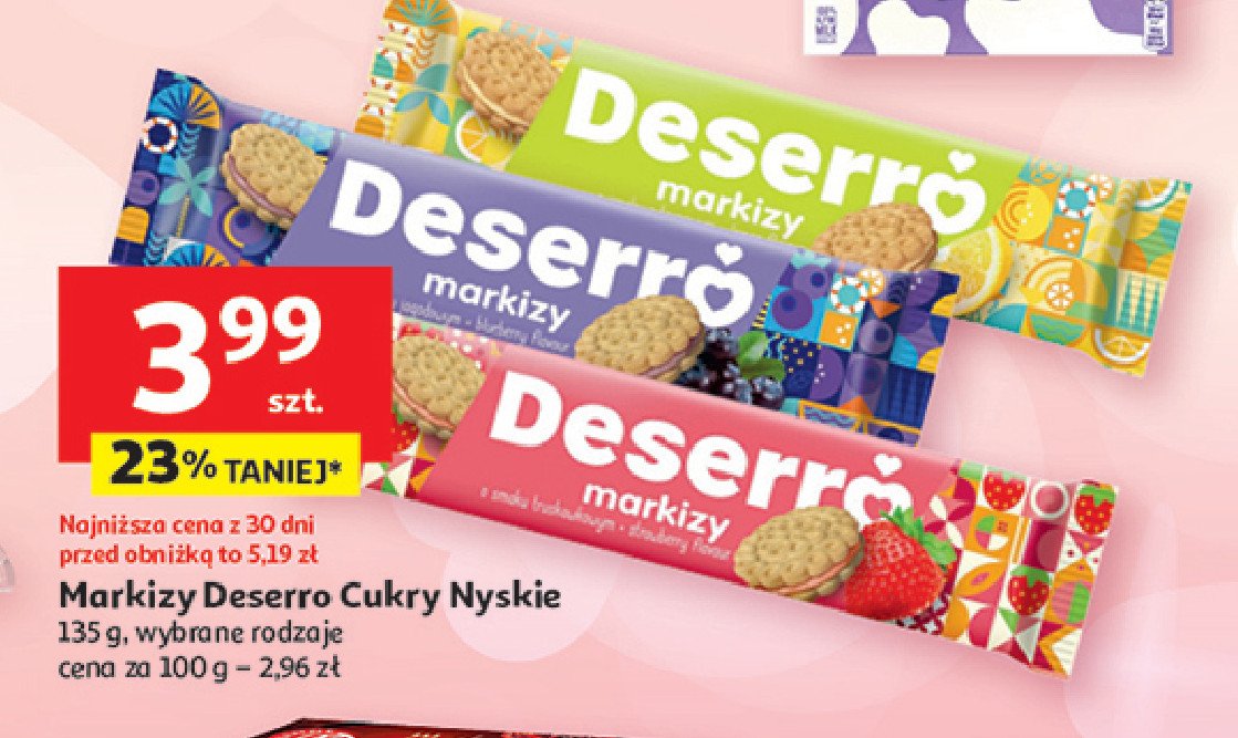 Ciastka markizy o smaku jagodowym Deserro promocja w Auchan