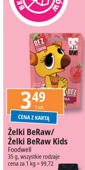 Żelki o smaku truskawka Be raw! promocja