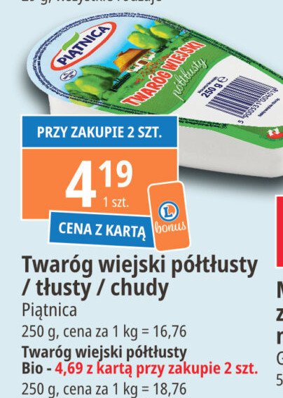 Twaróg wiejski półtłusty bio Piątnica promocja