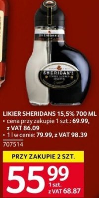 Likier Sheridans 15,5% 700 ml promocja w Selgros