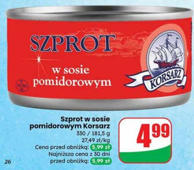Szprot w sosie pomidorowym Master fish promocja w Dino