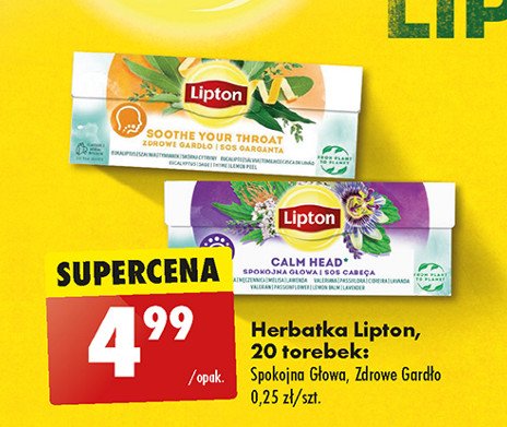 Herbata zio艂owa zdrowe gard艂o Lipton calming promocja