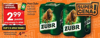 Piwo Żubr promocja w Delikatesy Centrum