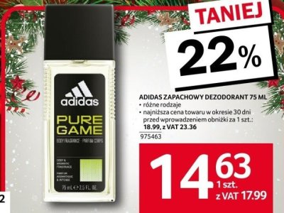 Adidas zapachowy dezodorant 75 ml różne rodzaje promocja w Selgros