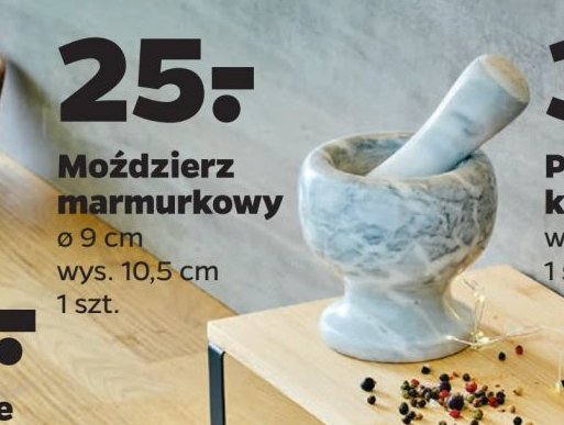 Moździerz marmurowy 9 x 9 x 10.5 cm promocja w Netto