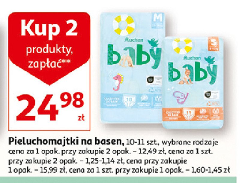 Pieluchomajtki na basen m Auchan baby promocja