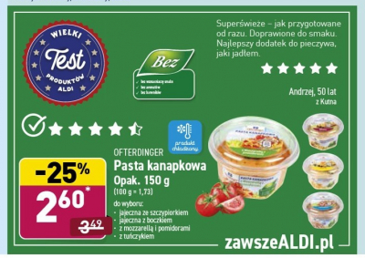 Pasta kanapkowa z mozzarellą i pomidorami Ofterdinger promocja
