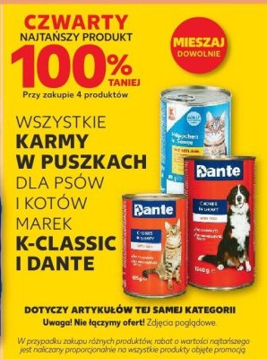 Karma dla psów i kotów Dante różne rodzaje czwarty -100% taniej promocja w Kaufland