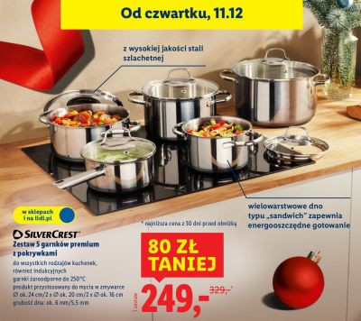 Zestaw 5 garnków premium z pokrywkami SilverCrest promocja w Lidl