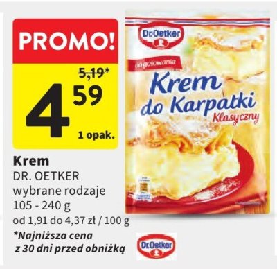 Krem DR. OETKER wybrane rodzaje 105-240g promocja w Intermarche