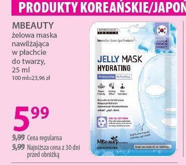 Maska w płachcie do twarzy hydrating Mbeauty promocja w Hebe