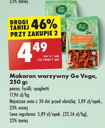 Makaron penne z zielonego groszku Govege promocja