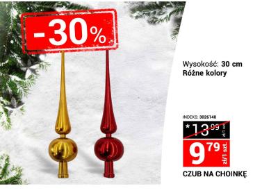 Czub na choinkę, wysokość 30 cm, różne kolory promocja w Merkury Market