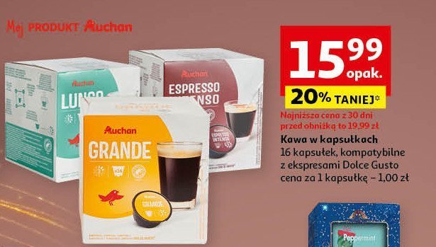 Kawa lungo Auchan różnorodne (logo czerwone) promocja