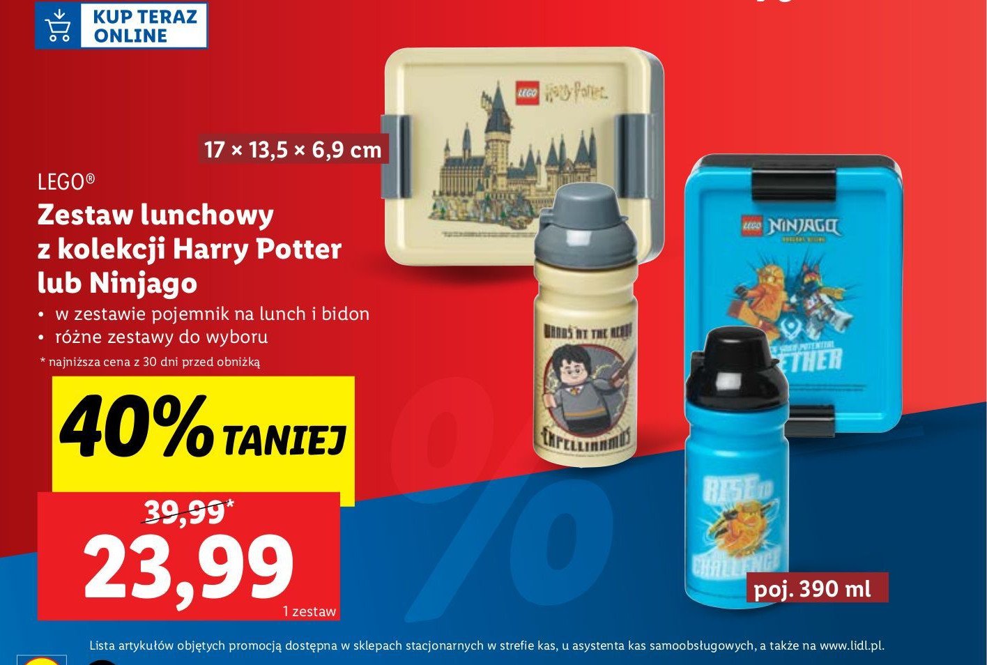 Zestaw lunchbox + bidon ninjago Lego promocja w Lidl