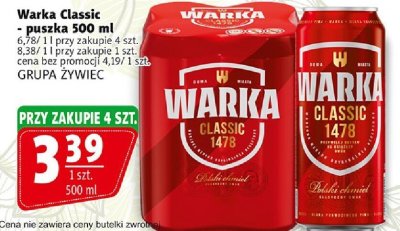 Warka Classic puszka 500 ml Grupa Żywiec promocja w Prim Market