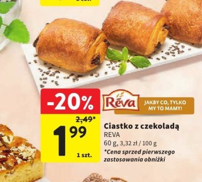 Ciastko z czekoladą REVA 60 g promocja w Intermarche