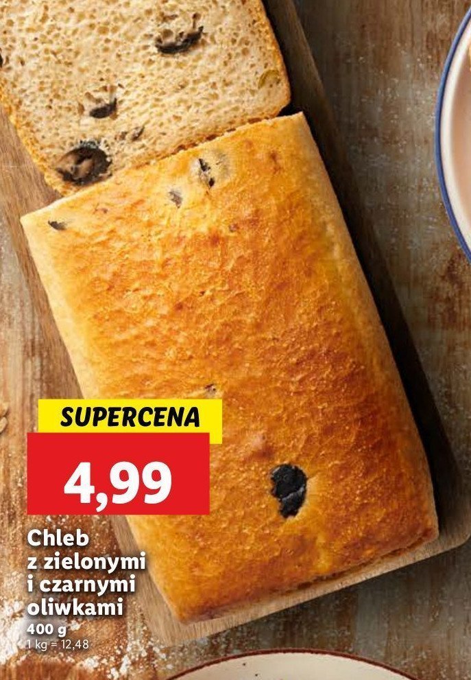 Chleb z zielonymi i czarnymi oliwkami promocja