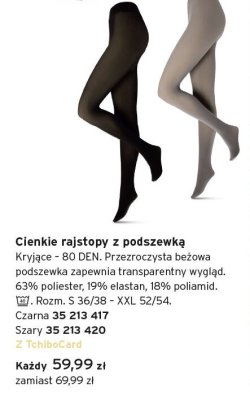 Cienkie rajstopy z podszewką czarne promocja w Tchibo