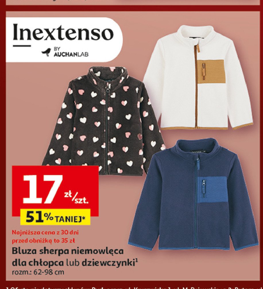 Bluza polarowa niemowlęca 62-98 cm Auchan inextenso promocja