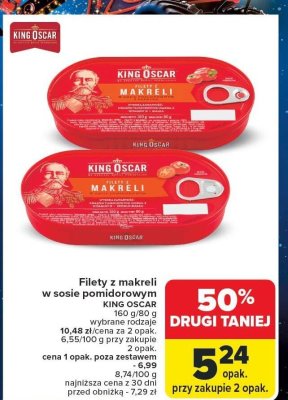 Filety z makreli w sosie pomidorowym 160 g/80 g promocja w Carrefour
