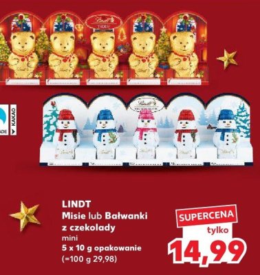 Czekolada Lindt Misie lub Bałwanki z czekolady mini promocja w Kaufland