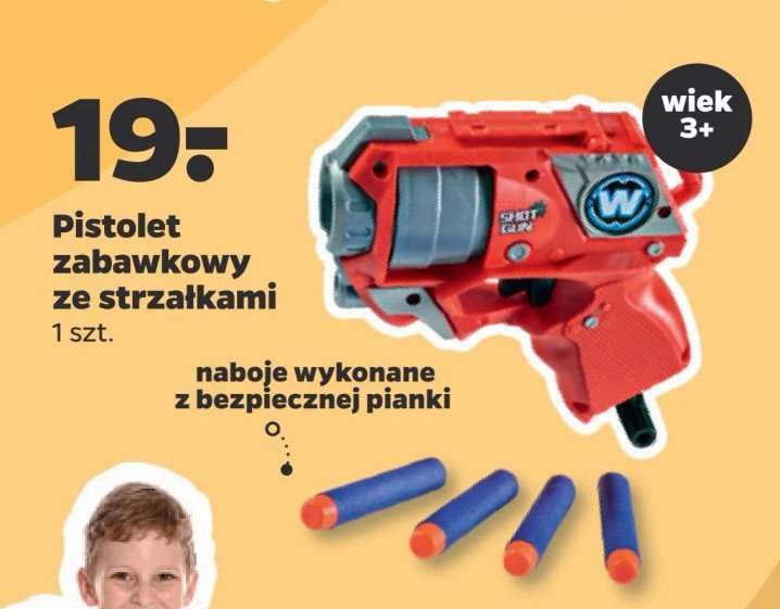 Pistolet zabawkowy ze strzałkami promocja w Netto