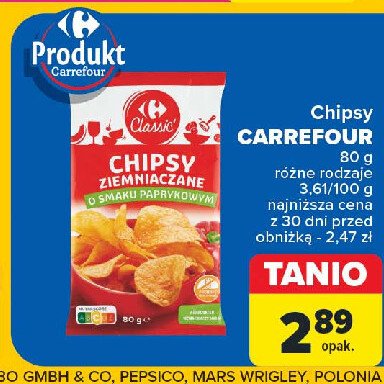 Chipsy paprykowe Carrefour classic promocja