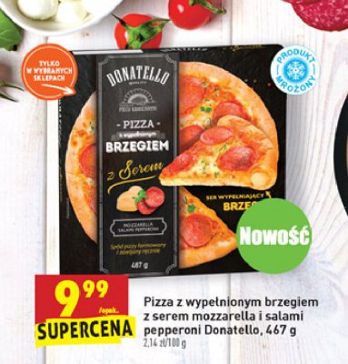 Pizza z wypełnionym brzegiem serem mozzarella i salsa pepperoni Donatello pizza promocja