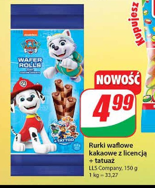 Rurki czekoladowe psi patrol LLS SWEETS promocja