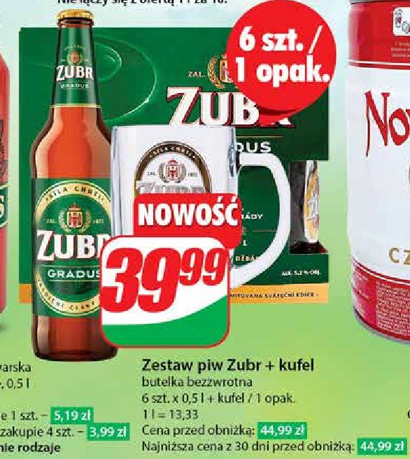Piwa + kufel Zubr gradus promocja