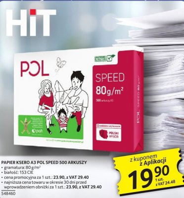 Papier ksero A3 POL SPEED 500 arkuszy 80g/m² promocja w Selgros