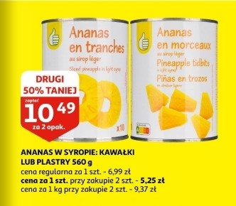 Ananas kawałki w syropie Podniesiony kciuk promocja