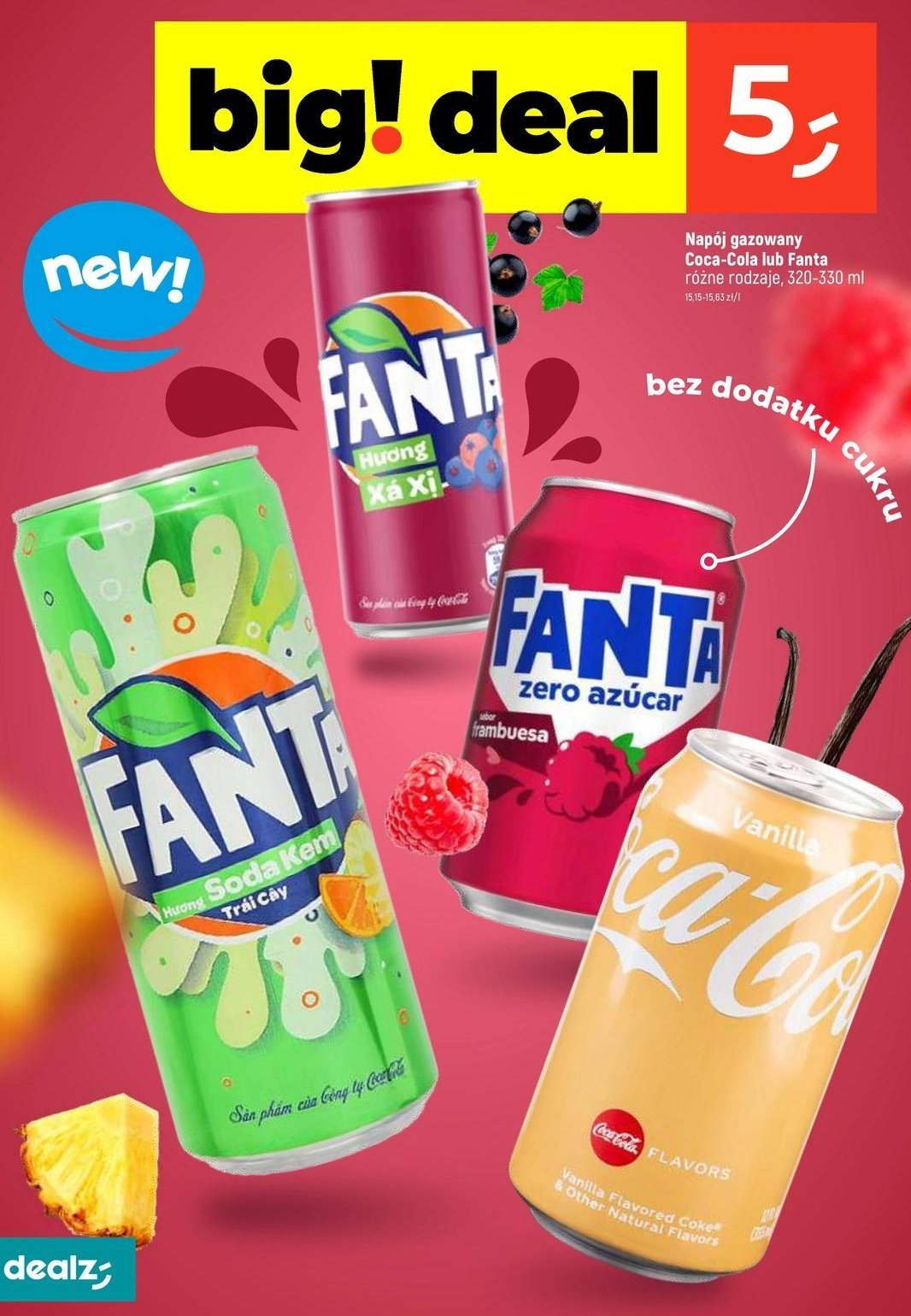 Napój raspberry zero Fanta promocja w Dealz