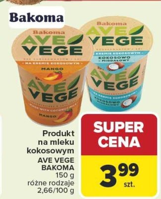 Produkt na mleku kokosowym AVE VEGE BAKOMA różne rodzaje promocja w Carrefour