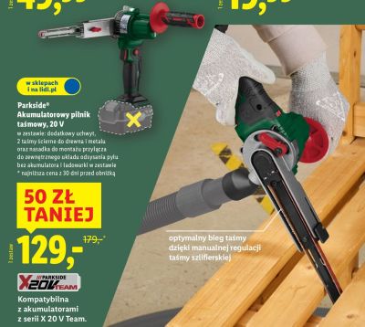 Parkside Akumulatorowy pilnik taśmowy 20V promocja w Lidl