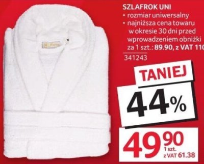 Szlafrok Uni rozmiar uniwersalny promocja w Selgros