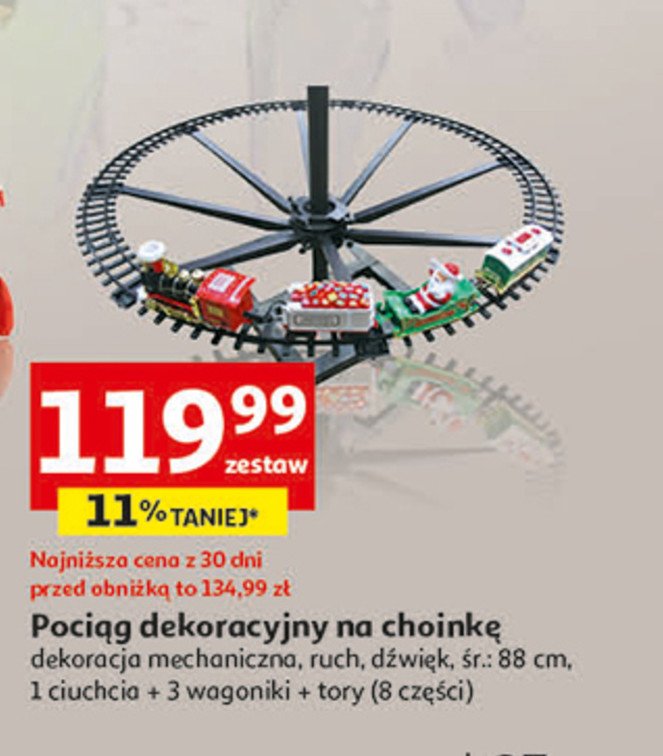 Pociąg dekoracyjny na choinkę promocja w Auchan