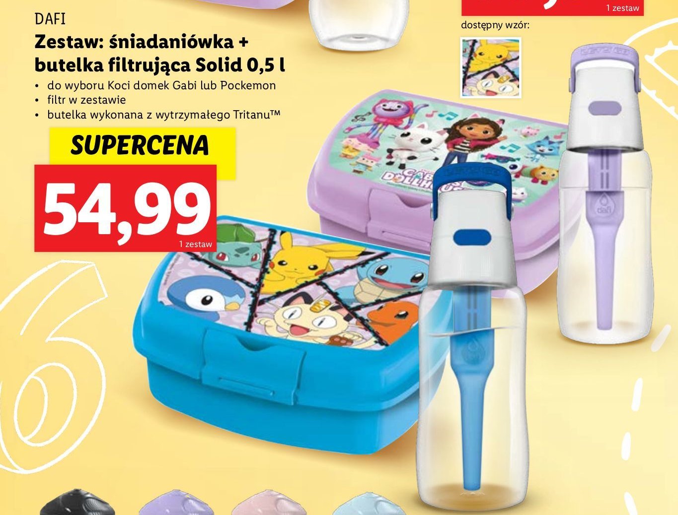 Pojemnik śniadaniowy + butelką filtrująca dafi solid 500 ml koci domek gabi promocja