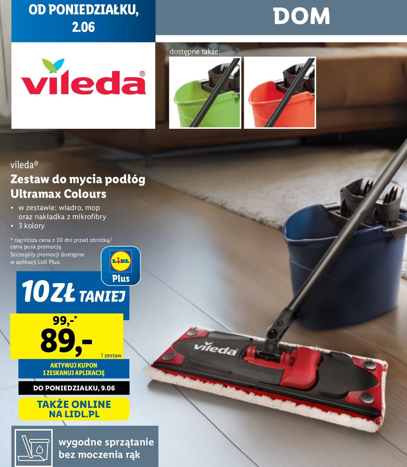 Zestaw do mycia podłóg colours Vileda ultramax promocja w Lidl