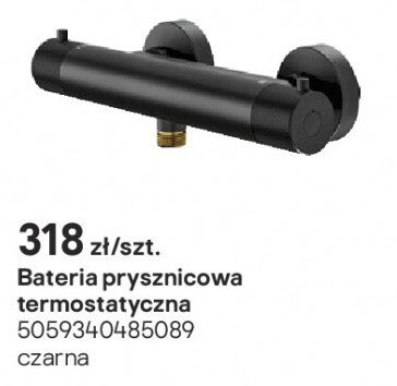 Bateria prysznicowa termostatyczna Owens czarna promocja w Castorama