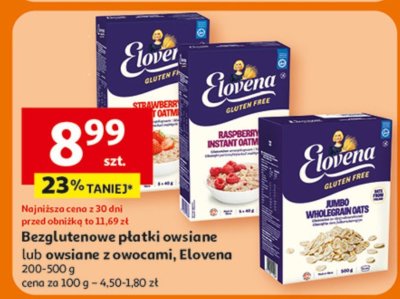 Bezglutenowe płatki owsiane lub owsiane z owocami, Elovena 200-500 g promocja w Auchan