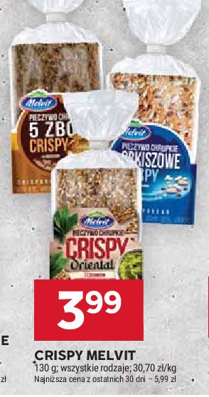 Pieczywo chrupkie 5 zbóż crispy Melvit promocja w Stokrotka