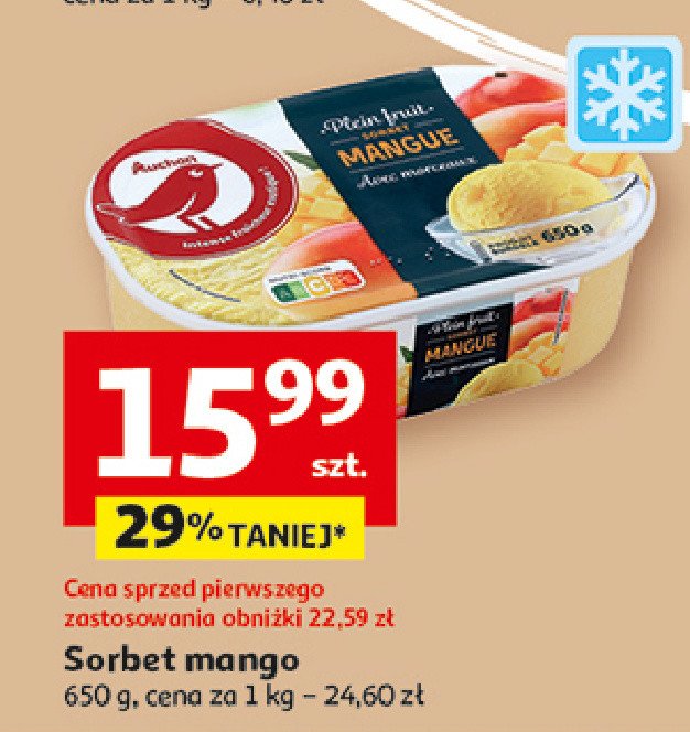 Sorbet mango Auchan różnorodne (logo czerwone) promocja