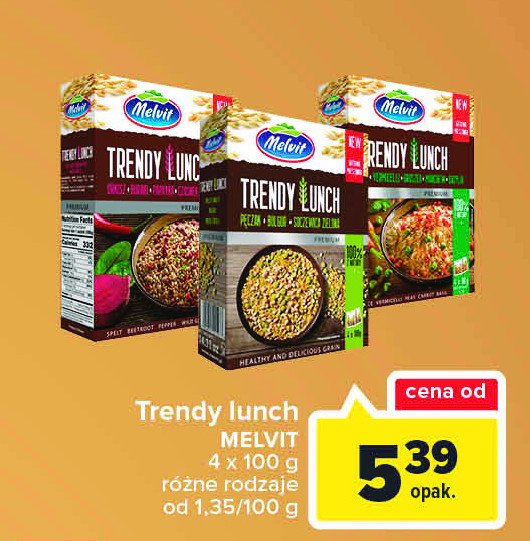 Mieszanka ryż + vermicelli + groszek + marchew + bazylia Melvit trendy lunch promocja
