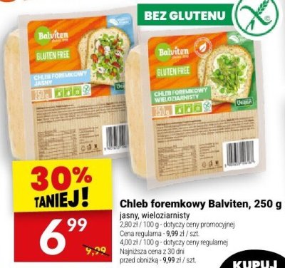 Chleb foremkowy Balviten bezglutenowy 250g promocja w Twój Market