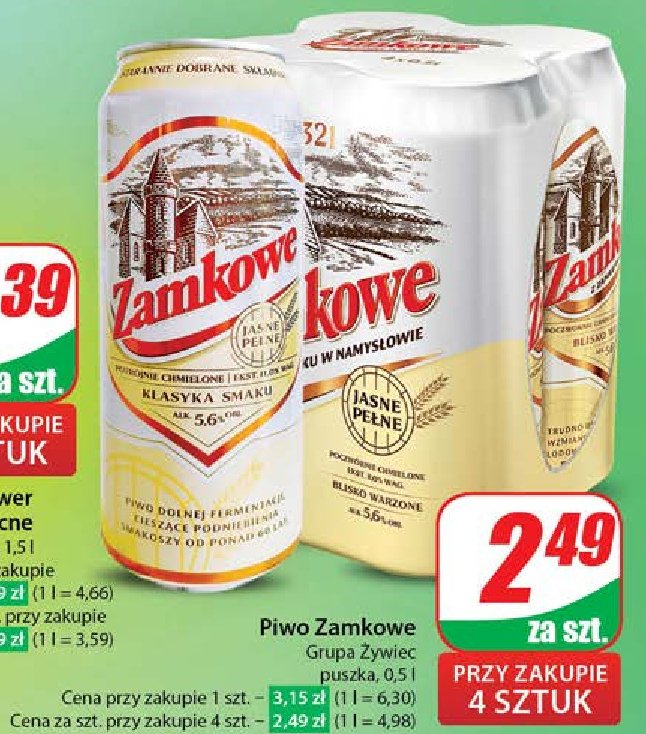 Piwo Zamkowe jasne pe艂ne promocja
