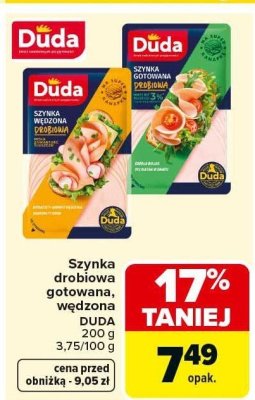 Szynka drobiowa gotowana, wędzona DUDA 200 g promocja w Carrefour Market